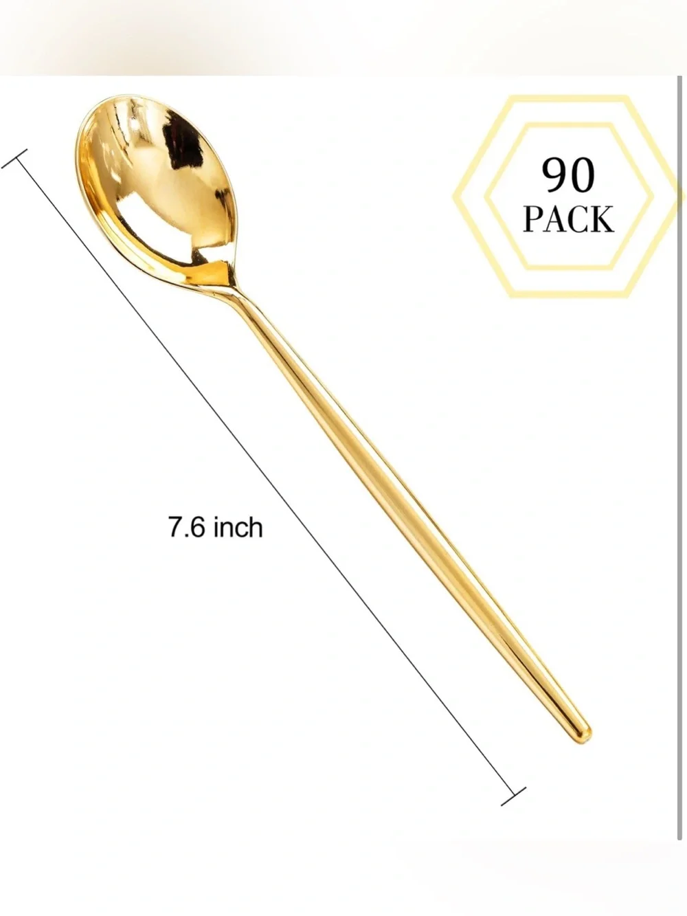 90 Pcs Gold Plastic Spoons – Heavy Duty Disposable Silverware